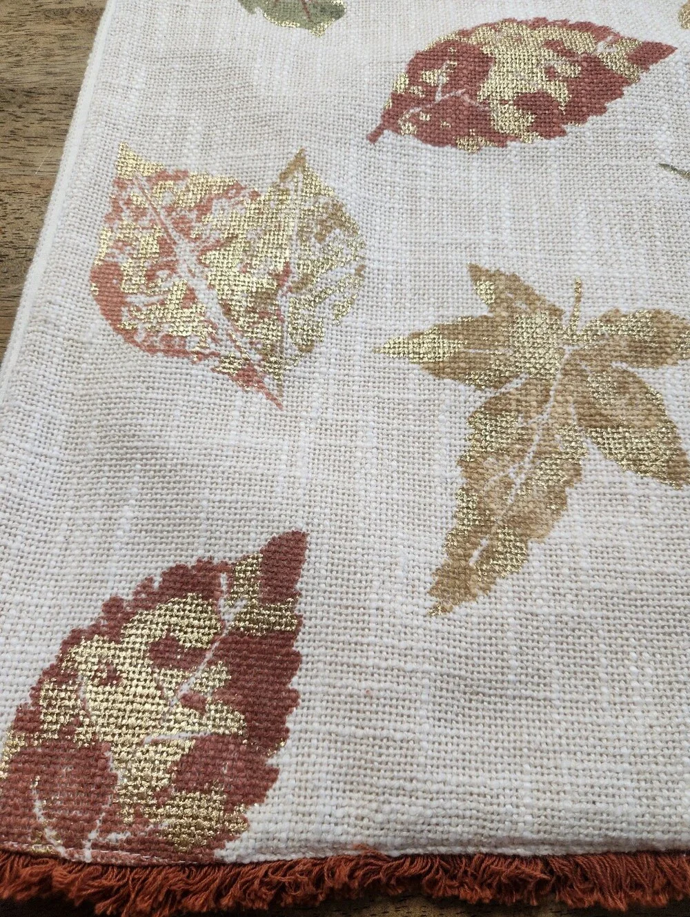 Mireille Designs Fall Leaf Table Runner 16x90 Gold Autumn Thanksgiving